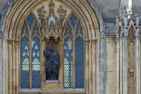 Window of the chapel of the All Souls College in Oxford, Oxfordshire, England, UK