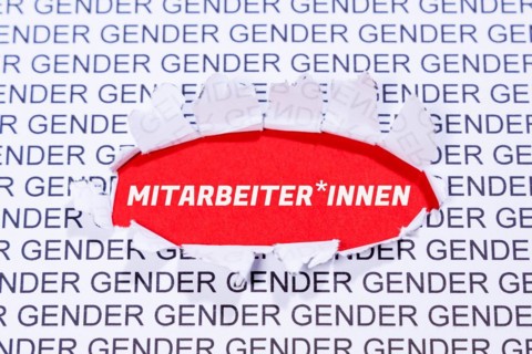 Gendering using the example of employees Employees with gender stars as a symbol for