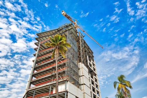 New condominium contruction in Mazatlan Golden Zone (Zona Dorada), a famous touristic beach and