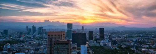 Panoramic view of Mexico City from the observation deck at the top of Latin American Tower (Torre