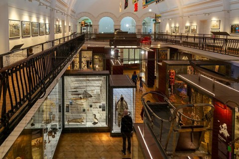 Inside the World Gallery of the Horniman Museum and Gardens, Forest Hill, London, England, UK