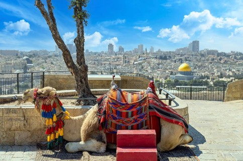 Jerusalem, Islamic shrine Dome of the Rock located in the Old City on Temple Mount