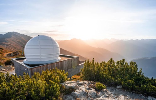 Venet Observatory, observatory on the Krahberg in the morning light, Ötztal Alps, Tyrol, Austria,
