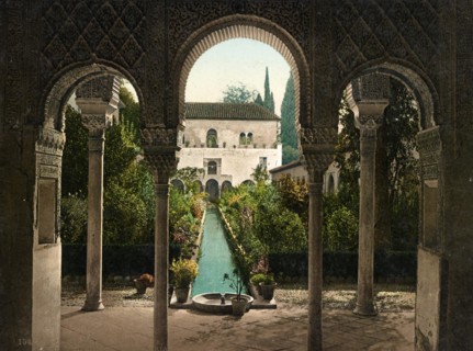 Granada. Galeria exterior del Generalife, Spain, c. 1890, Historic, digitally restored reproduction