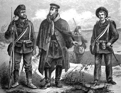 German Navy in Orleans, Soldier, Officer and Engineer, German-French War, 1871, France, Historical,
