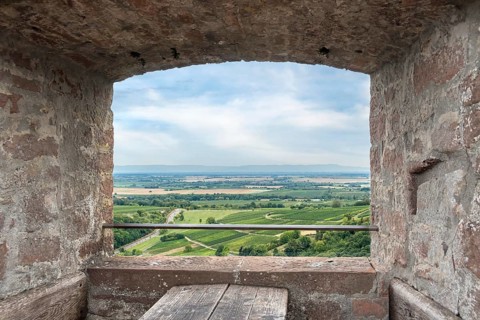 View from the Landeck castle ruins, Klingenmünster, Southern Palatinate, Palatinate,