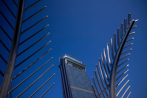 Artificial palm trees made of steel, Hotel St. Regis The Palm with viewing platform The View At The