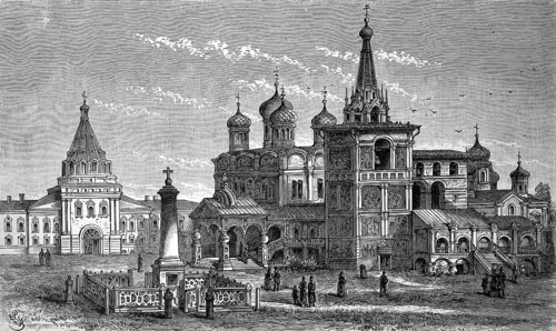 The Ipatios Monastery of the Holy Trinity in the Russian city of Kostroma, Russia, in 1880,