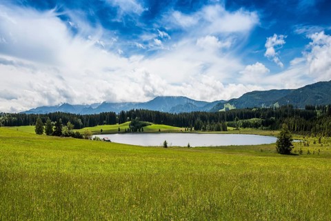 Attlesee, near Nesselwang, OberallgÃ¤u, AllgÃ¤u, Swabia, Bavaria, Germany, Europe