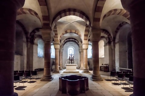 Interior view, Crypt, Imperial Cathedral, Cathedral of St Mary and St Stephen, UNESCO World