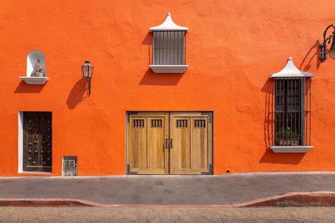 Scenic colorful colonial architecture of Cuernavaca streets in Mexico Morelos