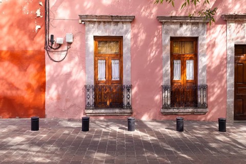 Morelia, Michoacan, colorful streets and colonial houses in Morelia historic city center, one of