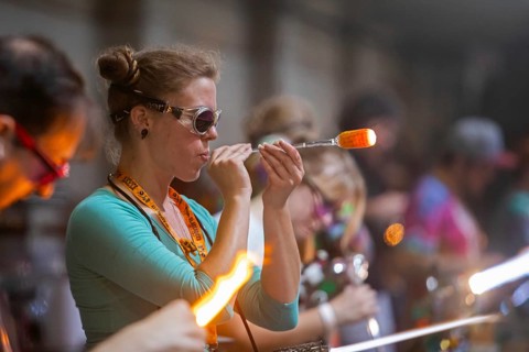 Detroit, Michigan, Artists create glass and other artworks at the Michigan Glass Project's annual