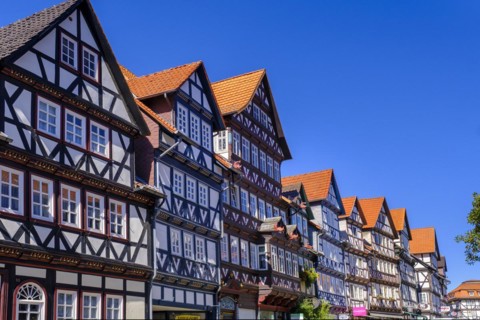Half-timbered houses, Kirchstrasse, Allendorf district, Bad Sooden-Allendorf, Werratal,