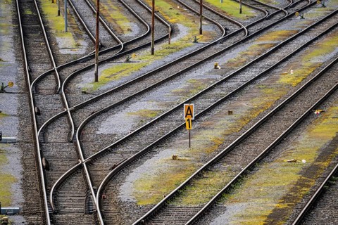 Track systems, shunting tracks, sidings, branches, the Mülheim-Styrum marshalling yard, on the