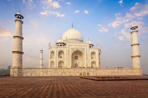 Taj Mahal on sunrise sunset, Indian Symbol, India travel background. Agra, Uttar Pradesh, India,
