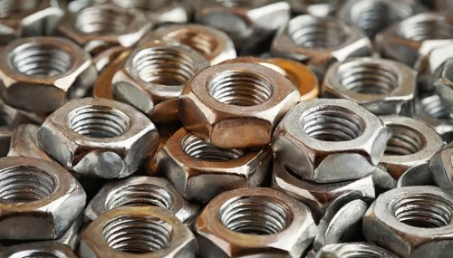 Metal, material, various screw connections, nuts, made of stainless steel