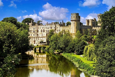 View of Warwick Castle, Warwickshire, England, Great Britain