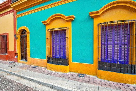 Mexico, Mazatlan, Colorful old city streets in historic city center, Central America