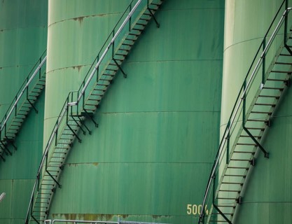 External staircase on a tank, Hamburg harbor, Germany, Europe