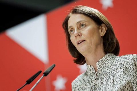 Katarina Barley, SPD lead candidate for the 2024 European elections, at a press conference