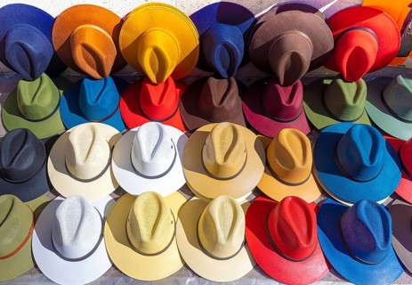 Leon colorful hats and sombreros for sale in Leons historic city center, one of the main city