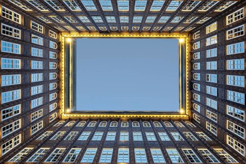 Chilehaus, courtyard, Hamburg, Germany, Europe