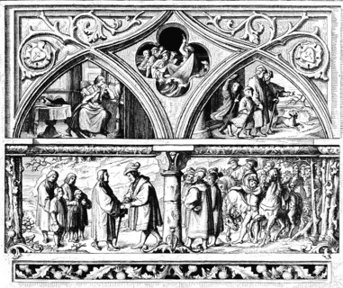 Martin Luther's farewell to his family (left), his woman Katharina, tears, room, Luther's life in