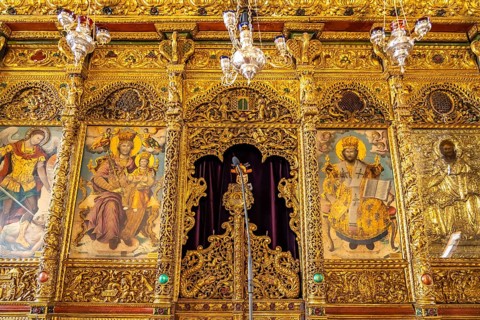 Iconostasis in the interior of the Agios Lazaros Church in Larnaka, Cyprus, Europe