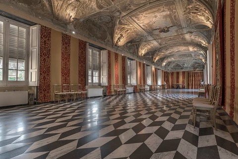 Decorative stucco ceiling in a hall of the Villa del Principe, Palazzo di Andrea Doria, Piazza dei