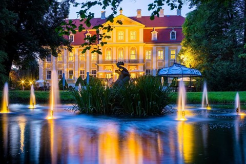 Baroque Rammenau Castle in Lusatia, on a summer evening. Rammenau Castle in Rammenau near