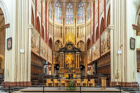 Interior of St. Salvator's Cathedral in Bruges, Belgium, Europe