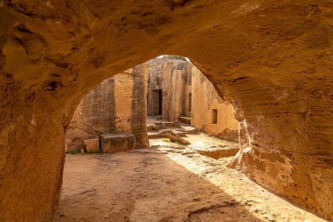 Underground tombs of the ancient necropolis Royal Tombs of Nea Paphos, Paphos, Cyprus, Europe