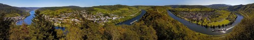 Panoramic view of the meandering Moselle from the Prinzenkopf Tower, Pünderich,