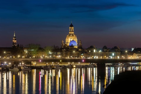 The Church of Our Lady with the glass dome over the octagon of the Academy of Arts, which is