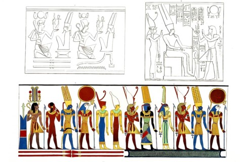 Figs. 1, 3, 4. Pharaonic titles expressed in symbolic figures, Fig. 2. Ramses XV at Thebes making