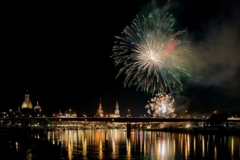 Breathtaking firework displays enchant the city skyline at night. Here is the big firework display