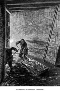 In the collecting basin of the pumping station, sewerage, Berlin, underground, sewage, smell, two
