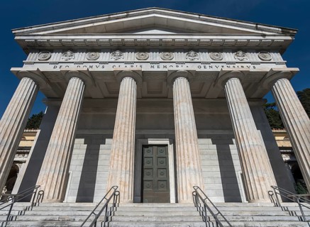 Pantheon built in neoclassical style, monumental cemetery, Cimitero monumentale di Staglieno),