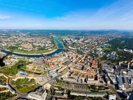Aerial view of Dresden Old Town