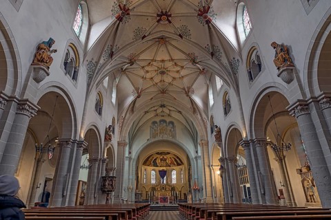 Interior of the Basilica Sankt Kastor, Koblenz, Rhineland-Palatinate, Germany, Europe