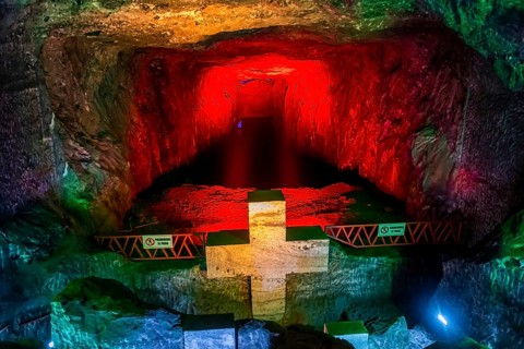 Christian cross, Salt cathedral of Zipaquira, Colombia, South America