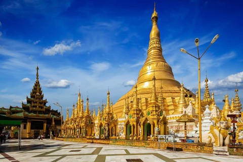 Myanmer famous sacred place and tourist attraction landmark, Shwedagon Paya pagoda. Yangon,