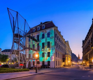 Light installation by Claudia Reh at the Landhaus, Stadtmuseum Dresden. Numerous museums in Dresden