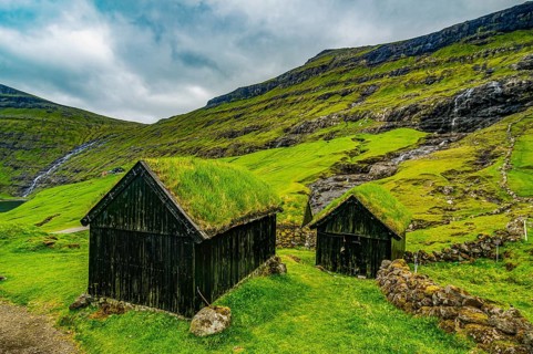 Museum of overgrown houses, Saksun, Streymoy, Faroe islands, Denmark, Europe
