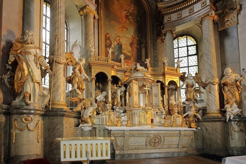 Splendid interior view of the Baroque pilgrimage church of the Visitation of the Virgin Mary