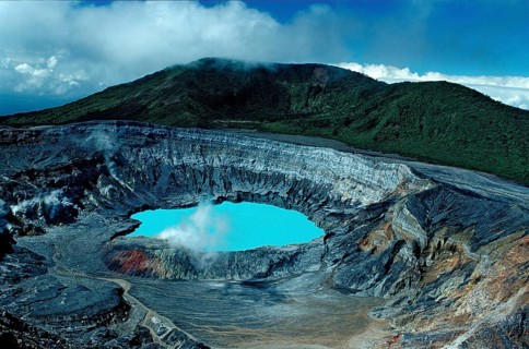 Crater of the Poas volcano, Volcano, Costa Rica, South America, Central America