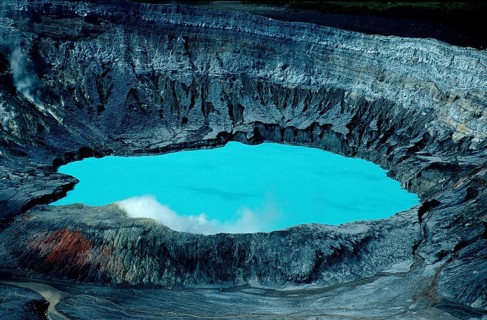Crater of the Poas volcano, Volcano, Costa Rica, South America, Central America