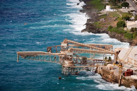Phosphate loading crane at the harbour, Flying Fish Cove, Christmas Island, Australia, Asia
