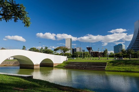 Porto Alegre, Rio Grande do Sul, Brazil, March 29, 2021: Beautiful photograph of the square of the